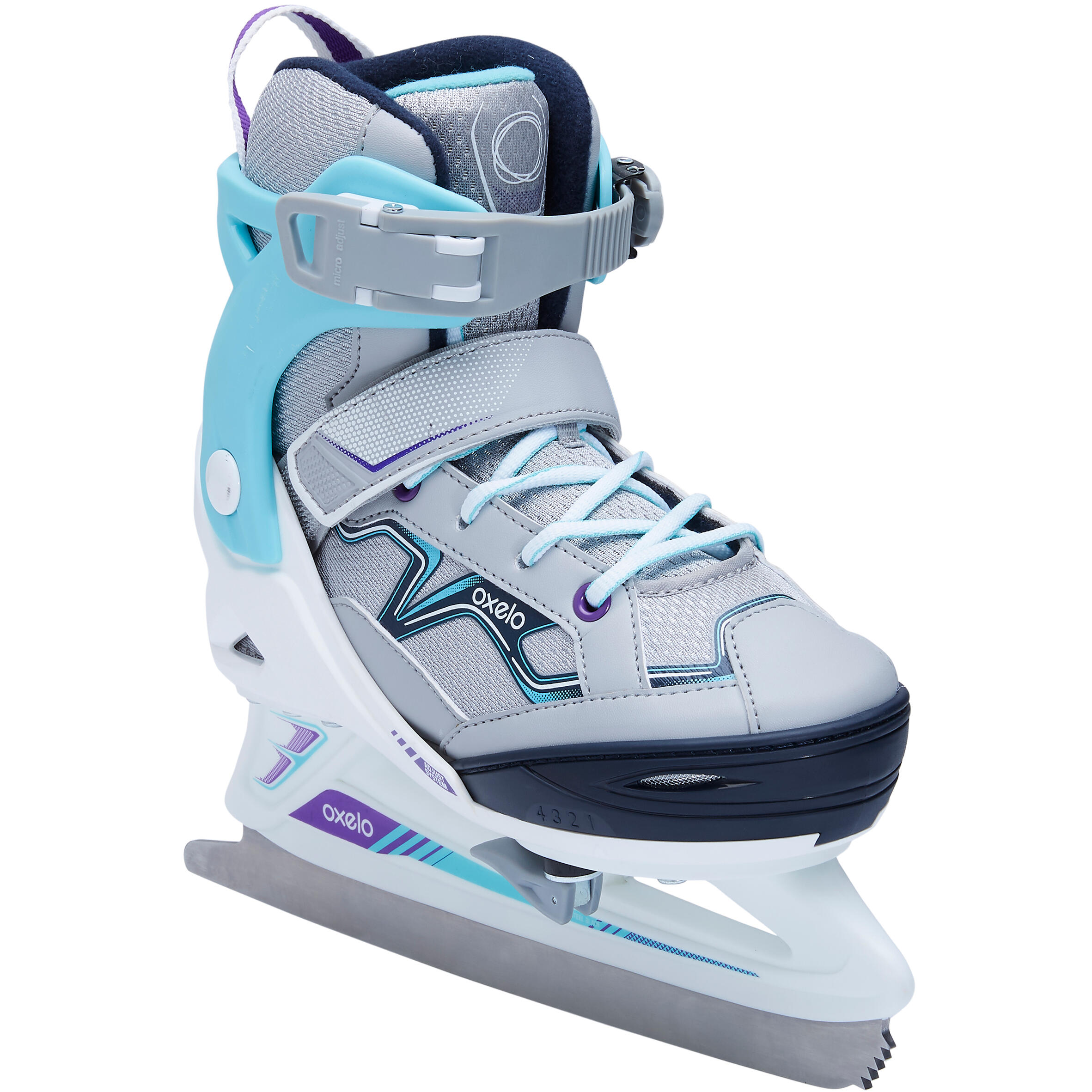 Patins à glace enfant PATIN A GLACE FIT100 JR GRIS/TURQUOISE Oxelo ...